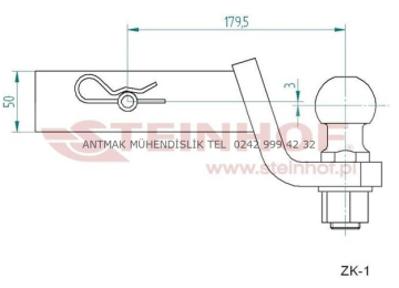 KARE BAĞLANTILI KISA ÇEKİ DEMİRİ TOPUZU 50 mm