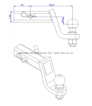KARE BAĞLANTILI UZUN ÇEKİ DEMİRİ TOPUZU 50 mm