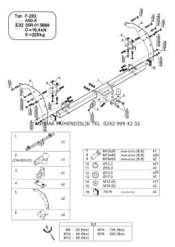 FORD RANGER ( XL, XLT, BORU TİP TAMPONLU DAHİL ) 2012-2022 MODEL ARASI FLANŞLI STEINHOF ÇEKİ DEMİRİ