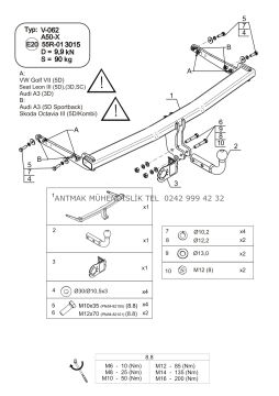 AUDI A3 SEDAN 2012-2020 MODEL YILI ARASI ÇEKİ DEMİRİ