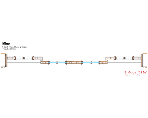 Mine 8 Camlı 4 Kanat Kasa İçi Sürgülü Ahşap Kapı