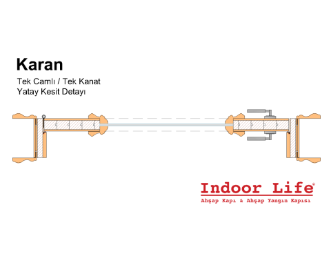 Karan Tek Camlı Maun Ahşap Kapı