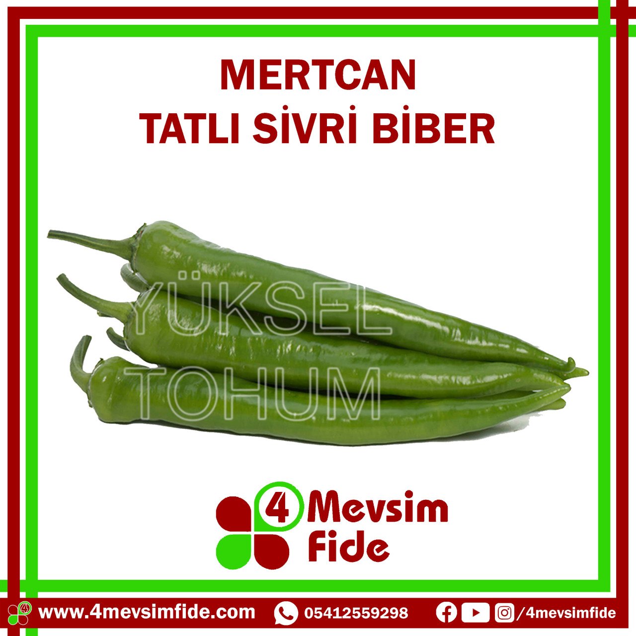 Mertcan Tatlı Sivri Sivri Biber Tohumu 1000 Adet