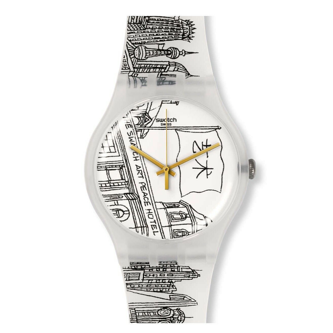 Swatch BLACK & WHITE THE SWATCH ART PEACE HOTEL SUOZ197 Kol Saati