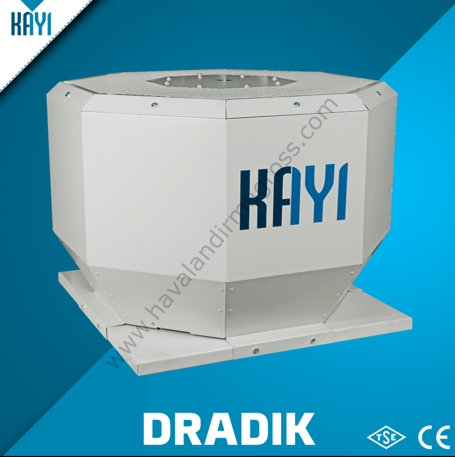 Kayıtes Dradık 280 Dıştan Motorlu Çatı Tipi Dikey Atışlı Radyal Fan (1100m³/h)