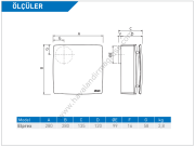 ELICENT Elprex Radyal Kanal Fanı 221m³/h (2 Hızlı - Merkez dışı çıkışlı) (plastik klapeli)