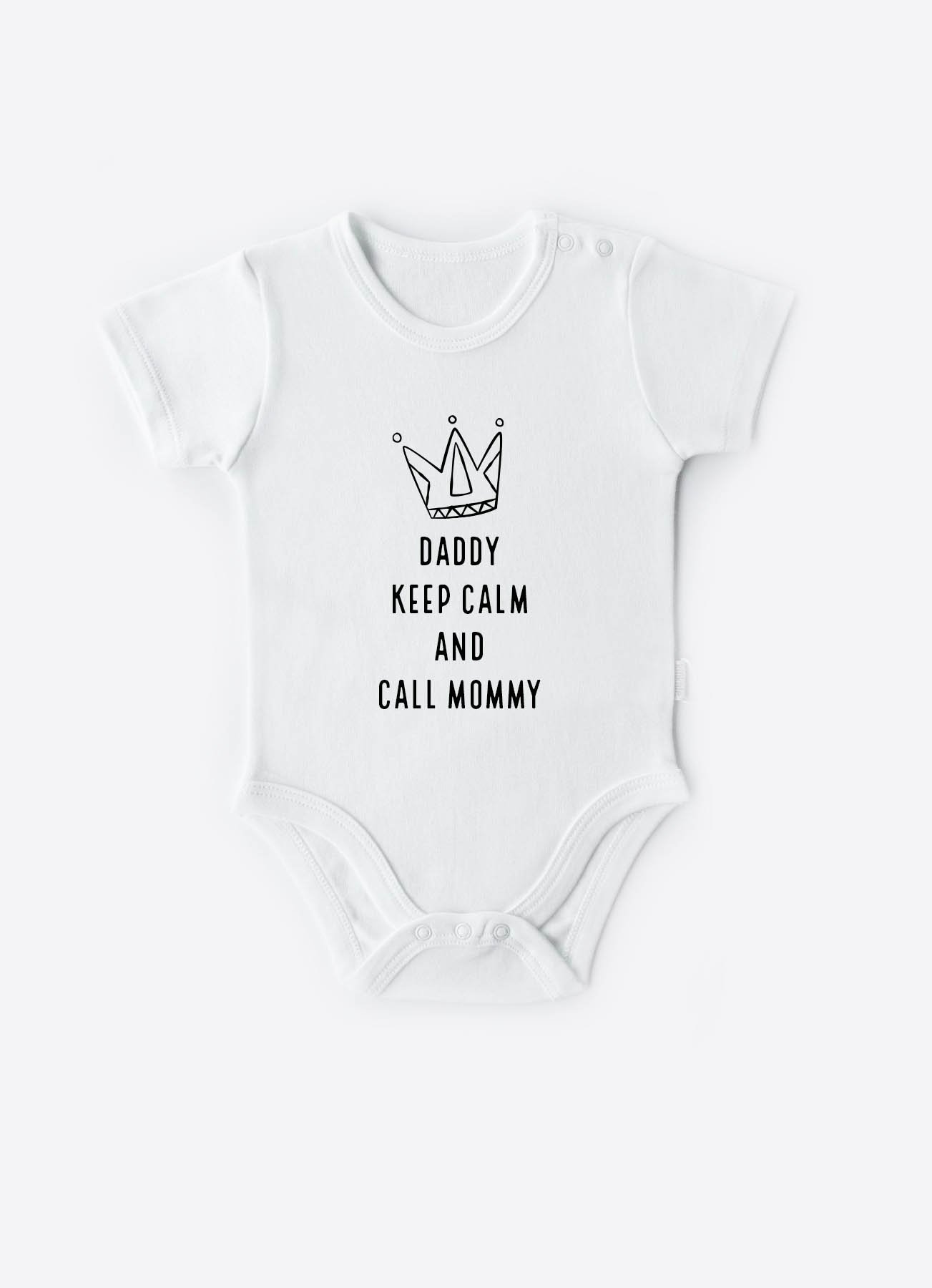 Organik Daddy Keep Calm Kısa Kol Body