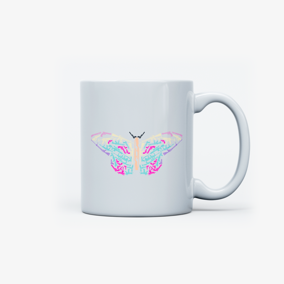 Kelebek Çizimli Hediyelik Kupa Bardak