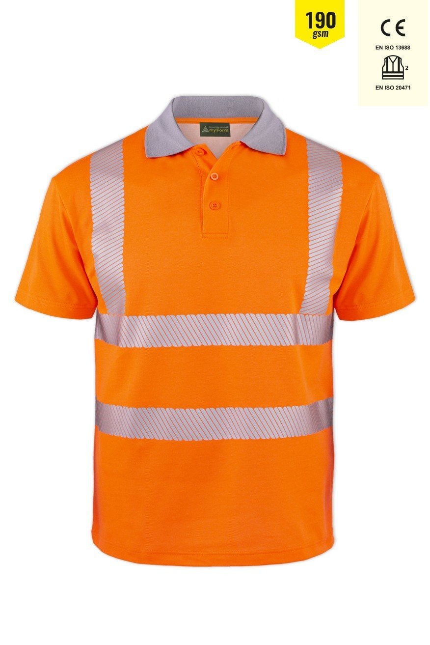 MY FORM Olympus Safety Comfort  Yüksek Görünürlüklü Turuncu Renk Polo T-Shirt