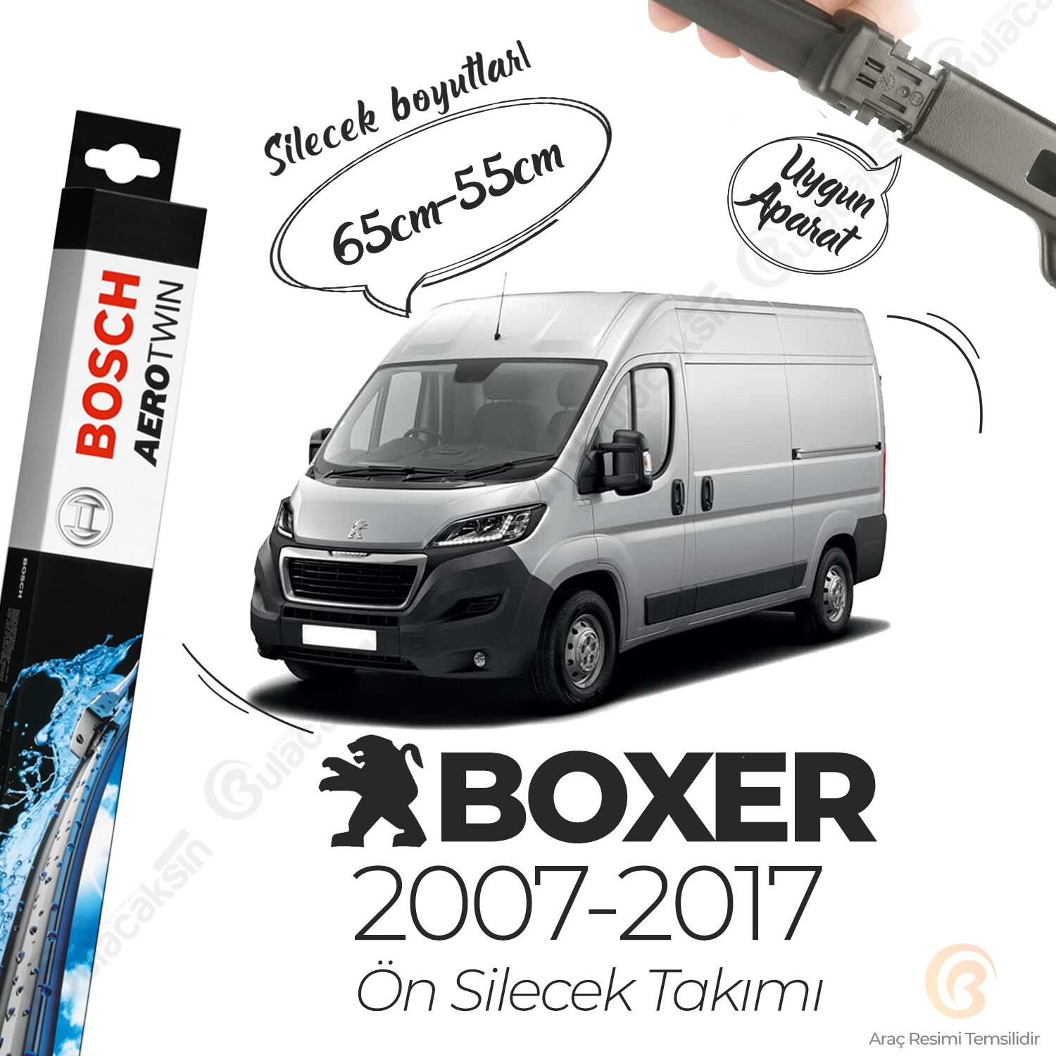 Bosch Aerotwin Muz Silecek Takımı Peugeot Boxer 2007-2017 ile uyumlu