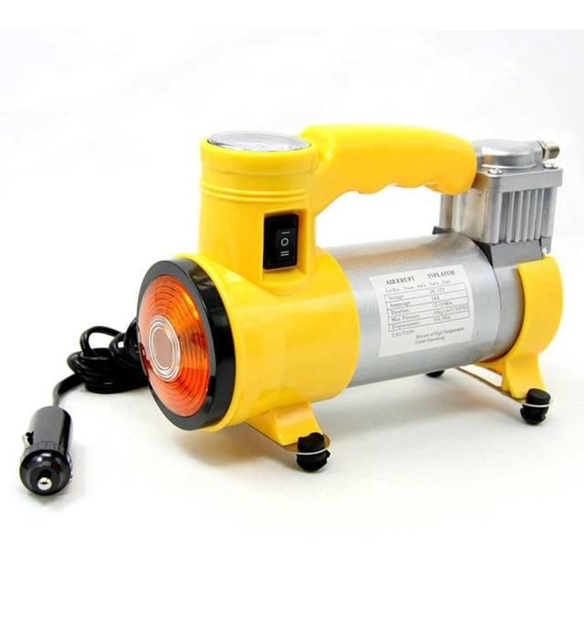Niken Metal Gövdeli Sarı Işıklı Mini Oto Araç Hava Kompresörü 12V