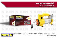 Niken Metal Gövdeli Sarı Işıklı Mini Oto Araç Hava Kompresörü 12V