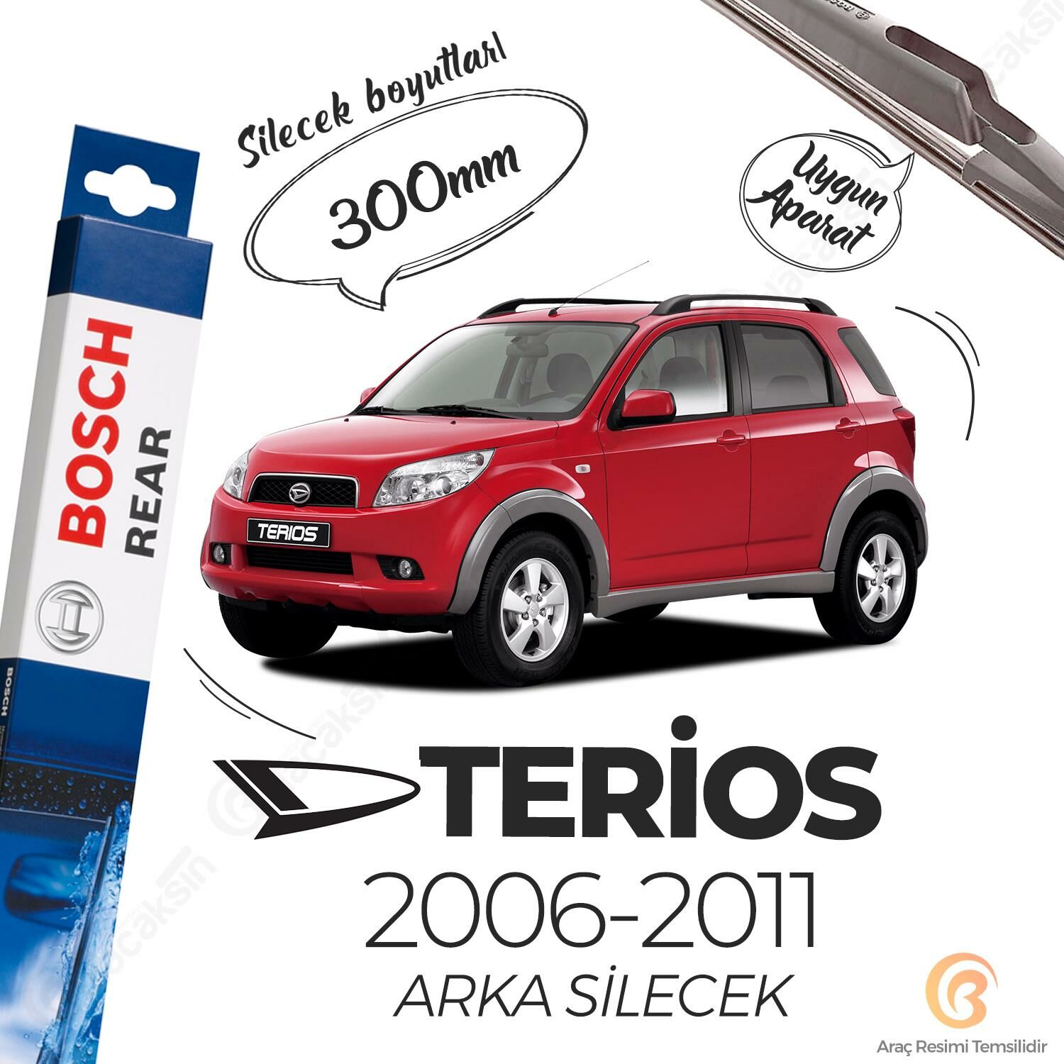 Bosch Rear Arka Silecek Daihatsu Terios 2006-2011 ile uyumlu