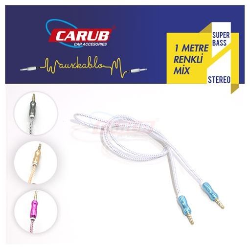 Carub Altın Uçlu Aux Giriş Ses Kablosu 1 Metre (Renk Çeşitleri)