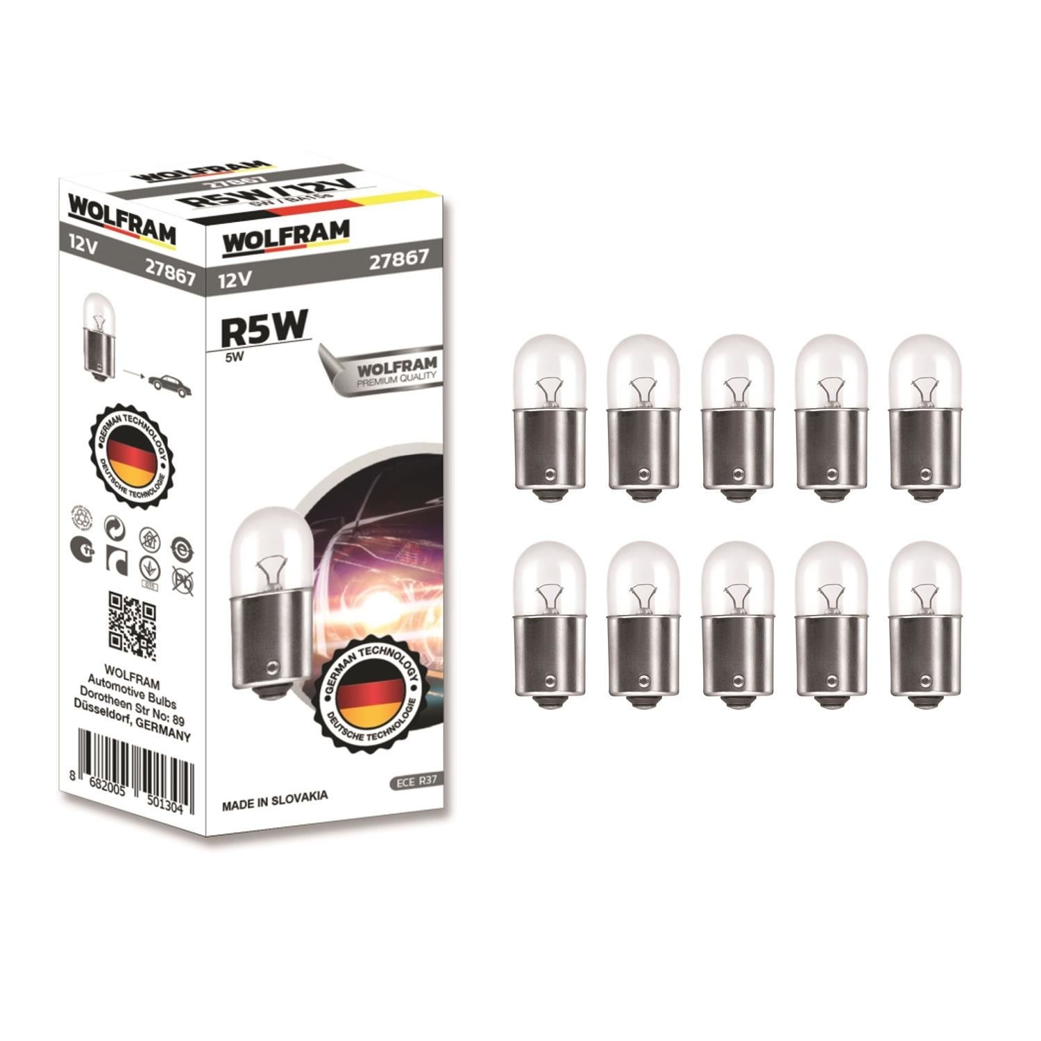 Wolfram R5W 67 Park Ampul 12V 5W 10 Adet