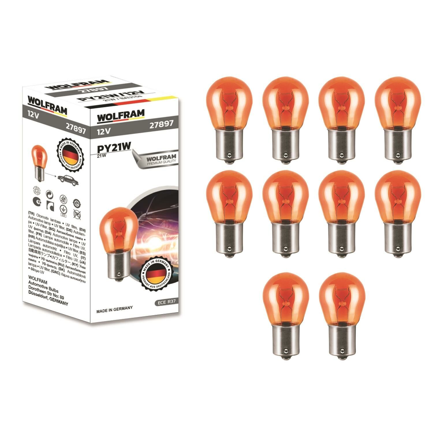 WOLFRAM AMPUL 12V 21W 93 YAN TIRNAK SARI 10 ADET