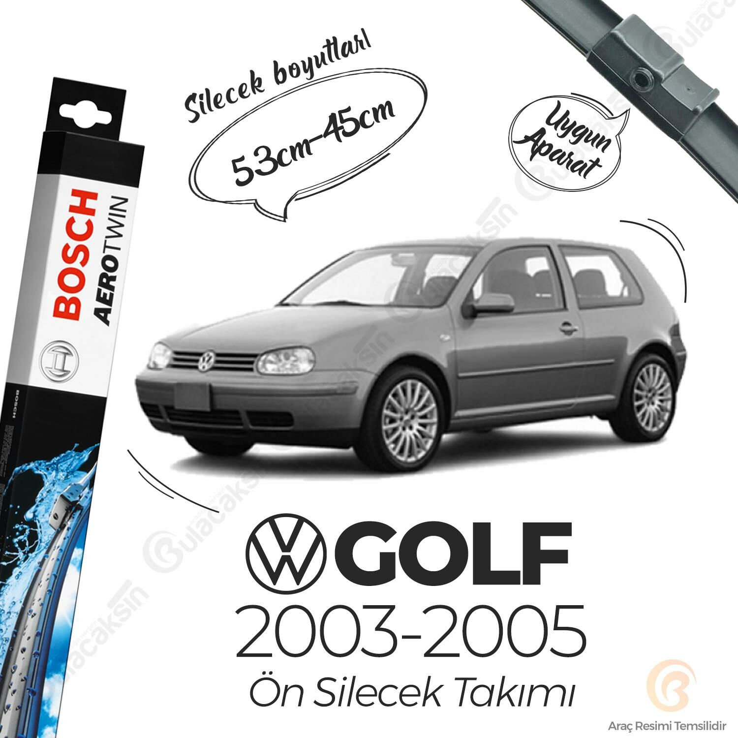 Bosch Aerotwin Muz Silecek Takımı Volkswagen Golf 4 2003-2005 ile uyumlu