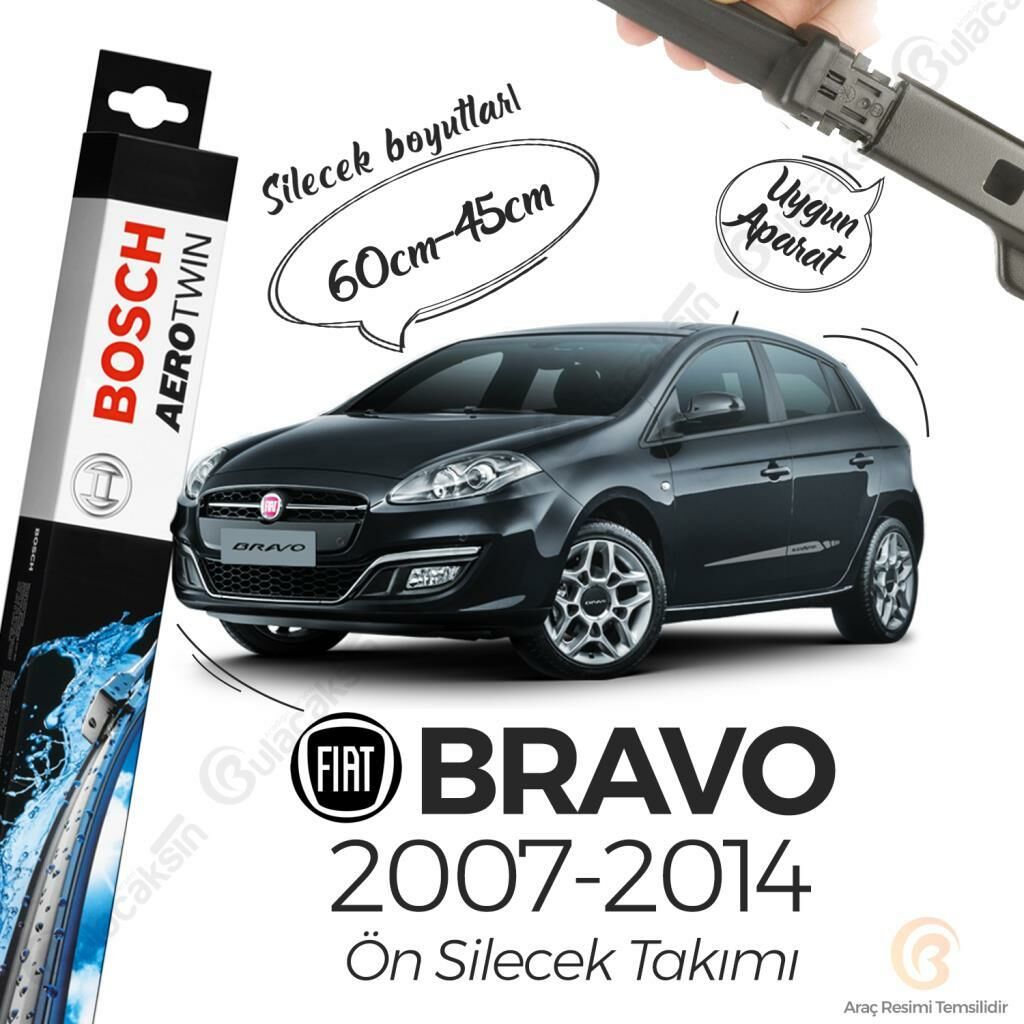 Fiat Bravo Muz Silecek Takımı (2007-2014) Bosch Aerotwin