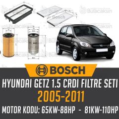 Hyundai Getz 1.5 CRDI 2005 - 2011 Bosch Filtre Bakım Seti