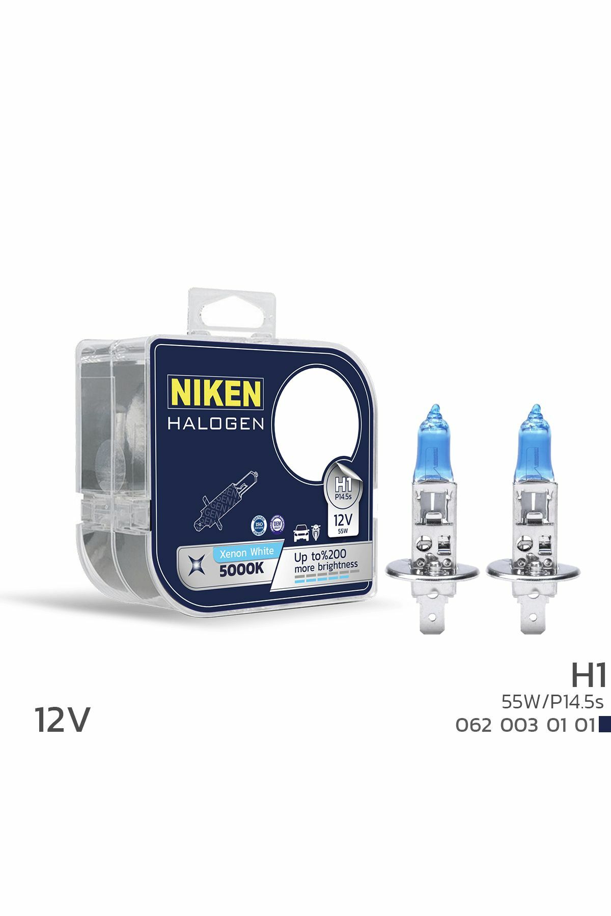 Niken 12V 55W H1 Halojen Beyaz Işık Ampul 5000K 1450 Lumen