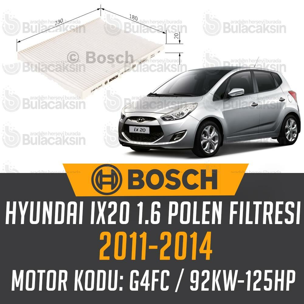 Hyundai İX20 1.6 2011 - 2014 Bosch Polen Filtresi
