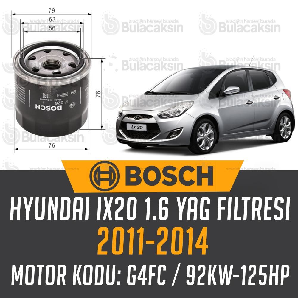 Hyundai İX20 1.6 2011 - 2014 Bosch Yağ Filtresi