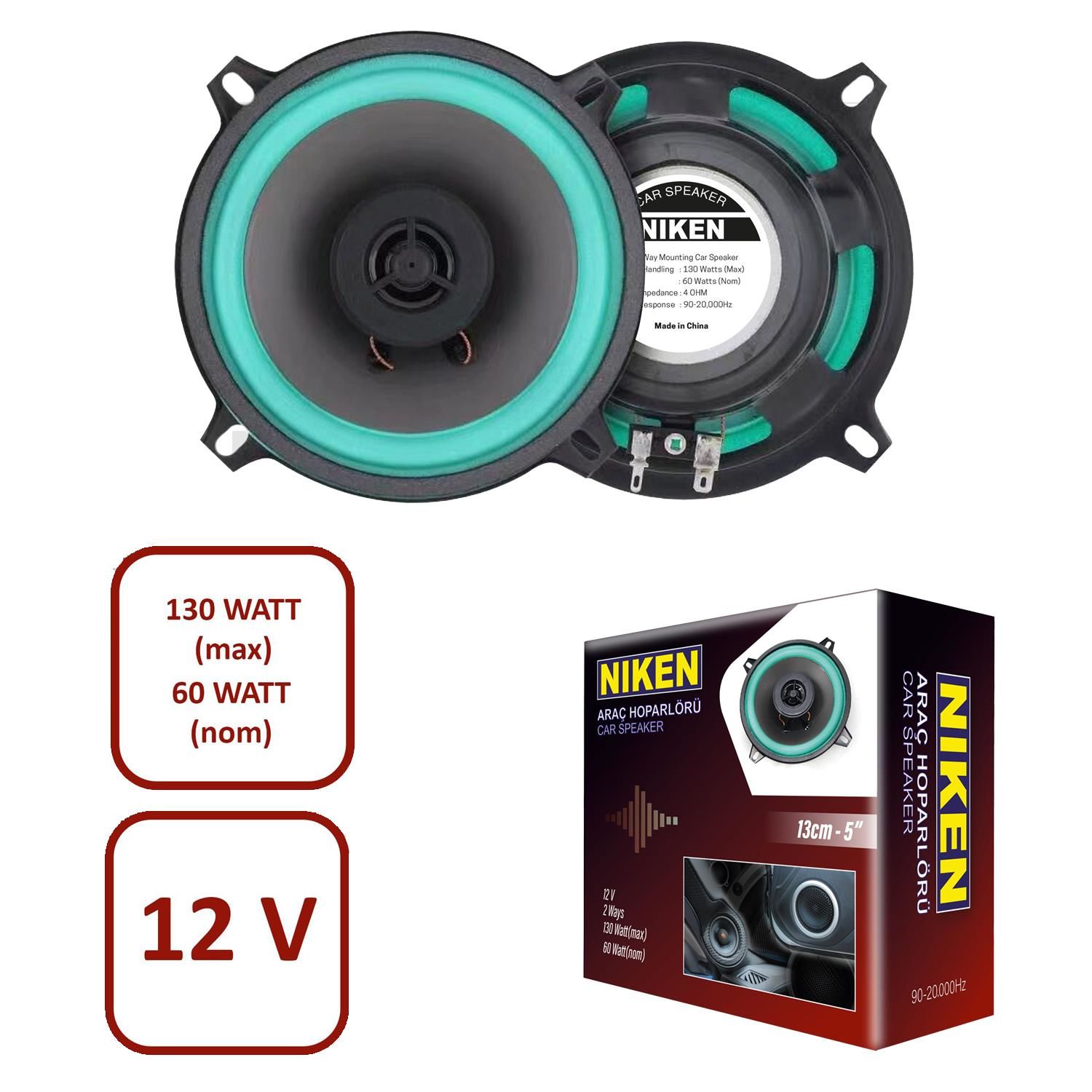 Niken Araç Hoparlörü 13CM 5inç 4 OHM 130 Watt 1 ADET