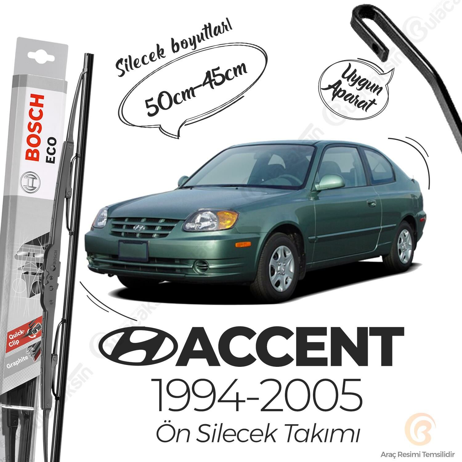 Hyundai Accent Ön Silecek Takımı (1994 - 2005) Bosch ECO