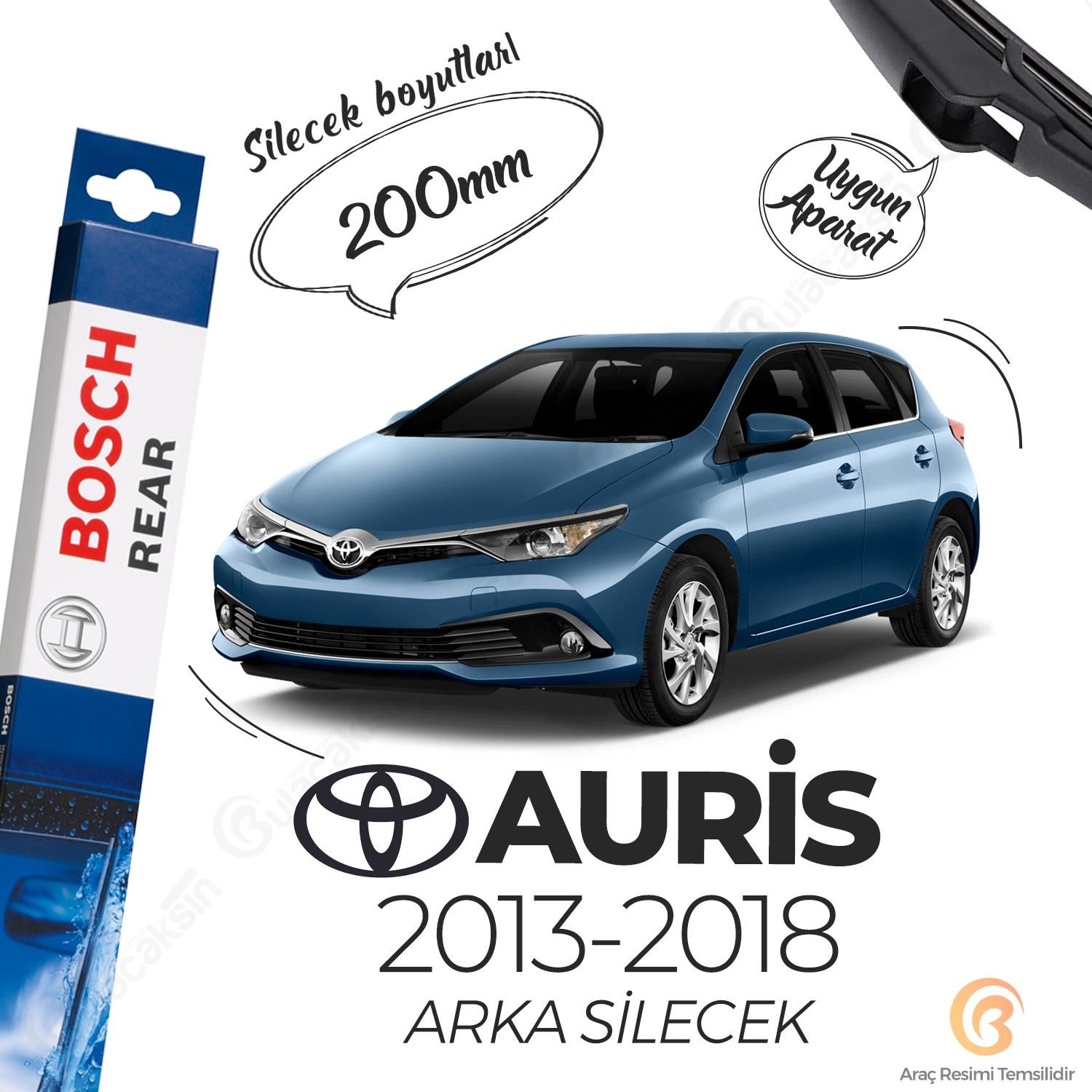 Bosch Rear Arka Silecek Toyota Auris 2013-2018 H200 ile uyumlu