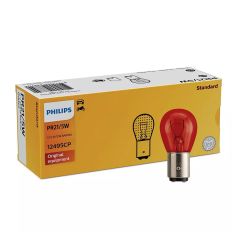 Philips 12V Ampul PR21/5W Kırmızı Ters 1016 - 12495CP / 10 ADET