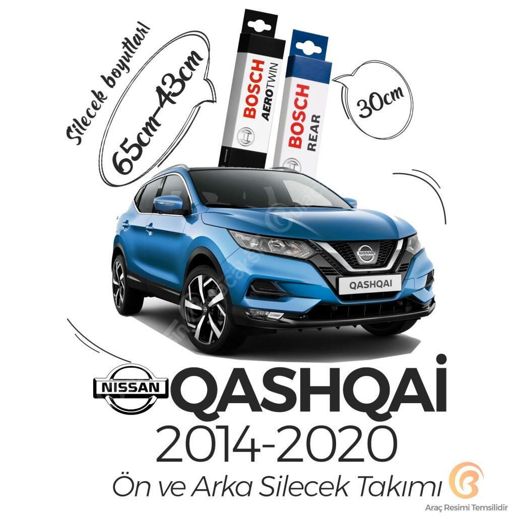 Nissan Qashqai Ön ve Arka Silecek Seti (2014 - 2020) Bosch Aerotwin