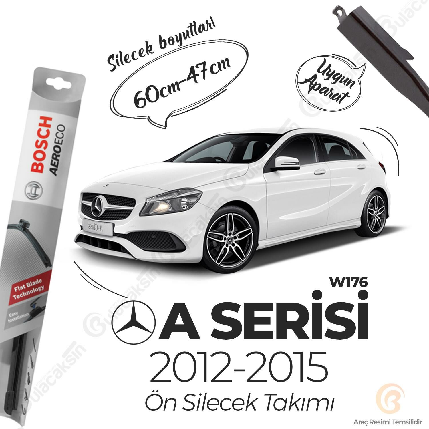 Mercedes A W176 Muz Silecek Takımı (2012-2015) Bosch Aeroeco