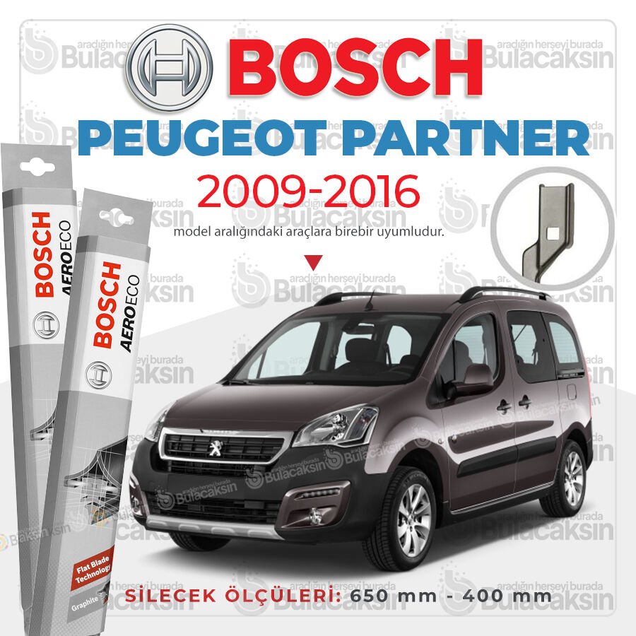 Peugeot Partner Tepee Muz Silecek Takımı (2010-2016) Bosch Aeroeco