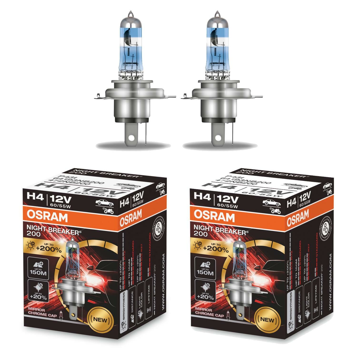 Osram Night Breaker 200 H4 Ampül 2 Adet -  %200 Fazla Işık