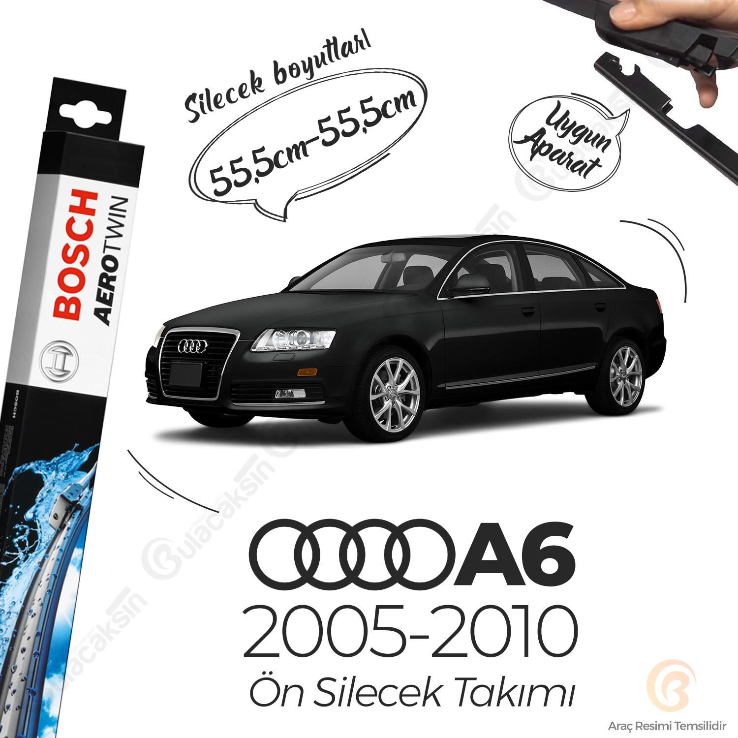 Bosch Aerotwin Muz Silecek Takımı Audi A6 2005-2010 ile uyumlu