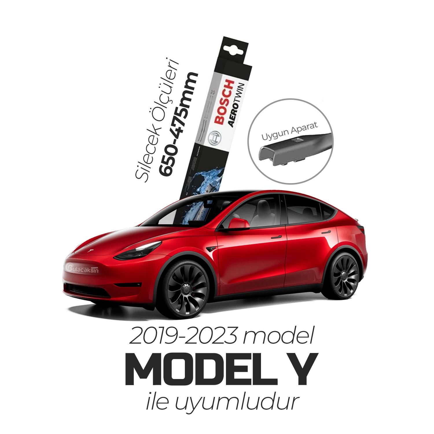 Bosch Aerotwin Muz Silecek Takımı Tesla Model Y 2019-2023 ile uyumlu