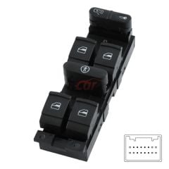 Cam Açma Düğmesi Sol Golf Iv Bora Passat Toledo Leon Dörtlü 9 Pin