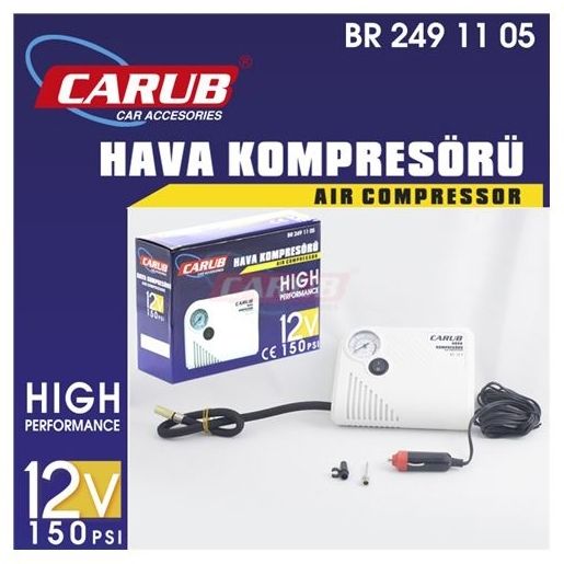 Carub Hava Kompresörü Yassı 12V Beyaz