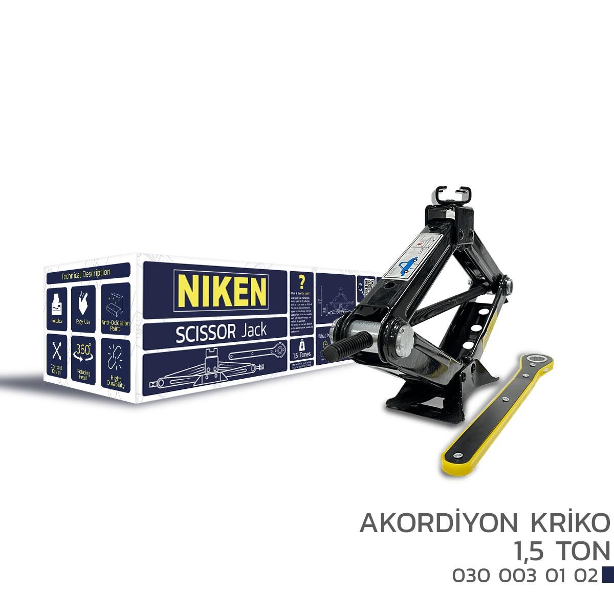 Niken Akordiyon Cırcırlı Kriko 1.5 Ton