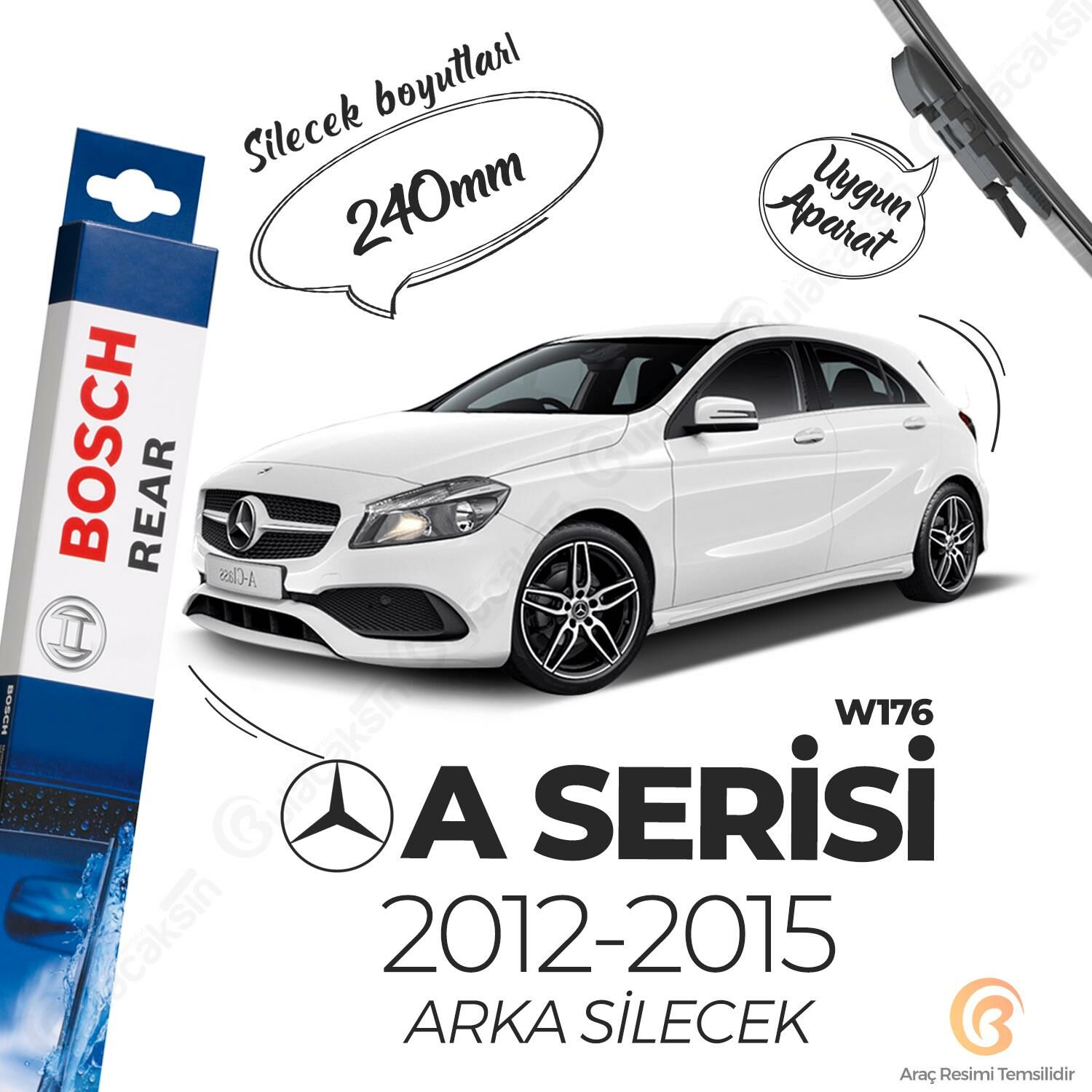 Mercedes A W176 Arka Silecek (2012-2017) Bosch Rear A230H