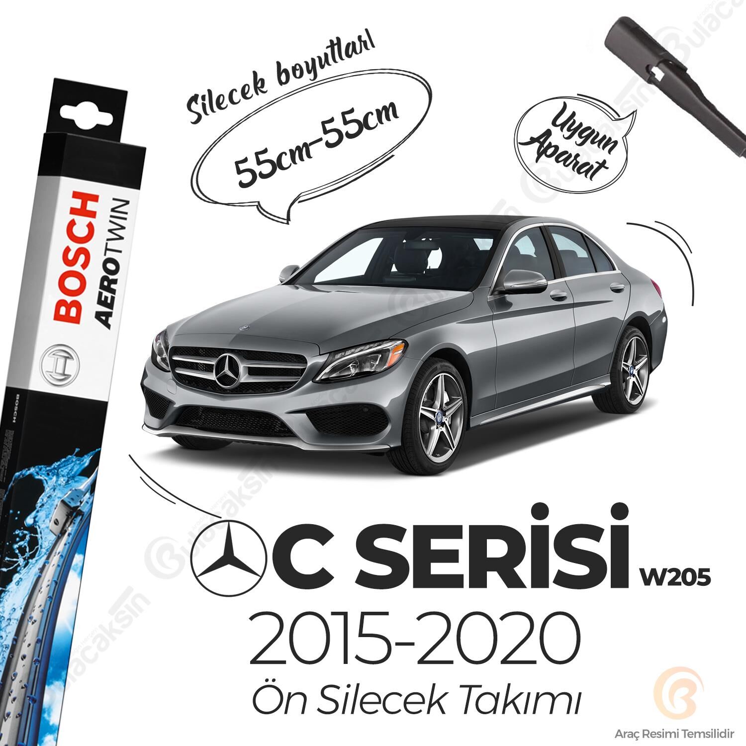 Mercedes C W205 Muz Silecek Takımı (2015-2020) Bosch Aerotwin