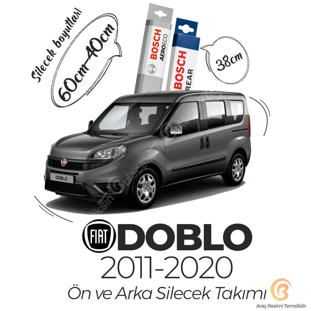 Fiat Doblo Ön Arka Silecek Seti (2011-2021) Bosch Aeroeco