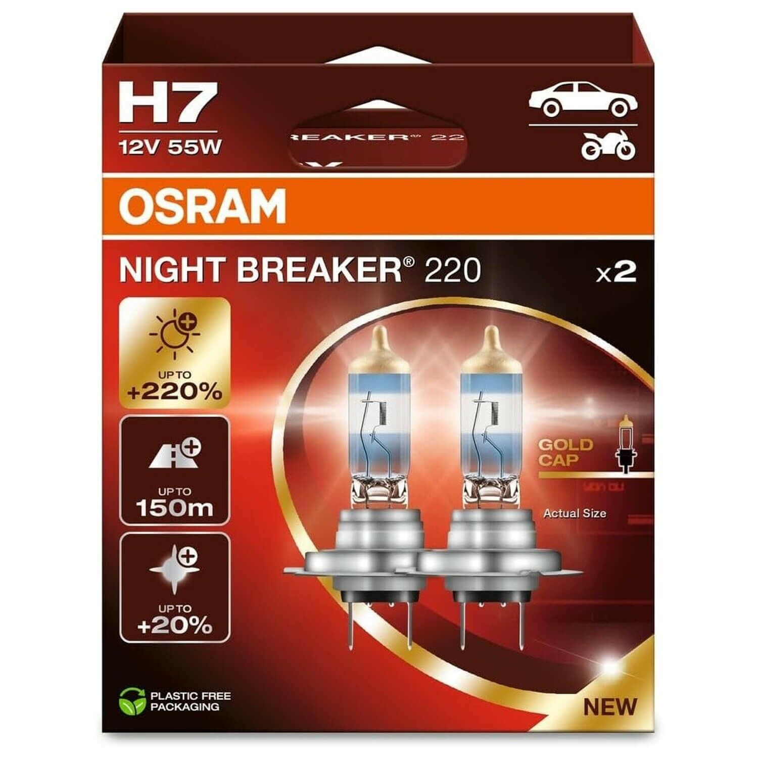 Osram H7 Night Breaker 220 12V %220 Fazla Işık (1 Takım-2 Ad.)
