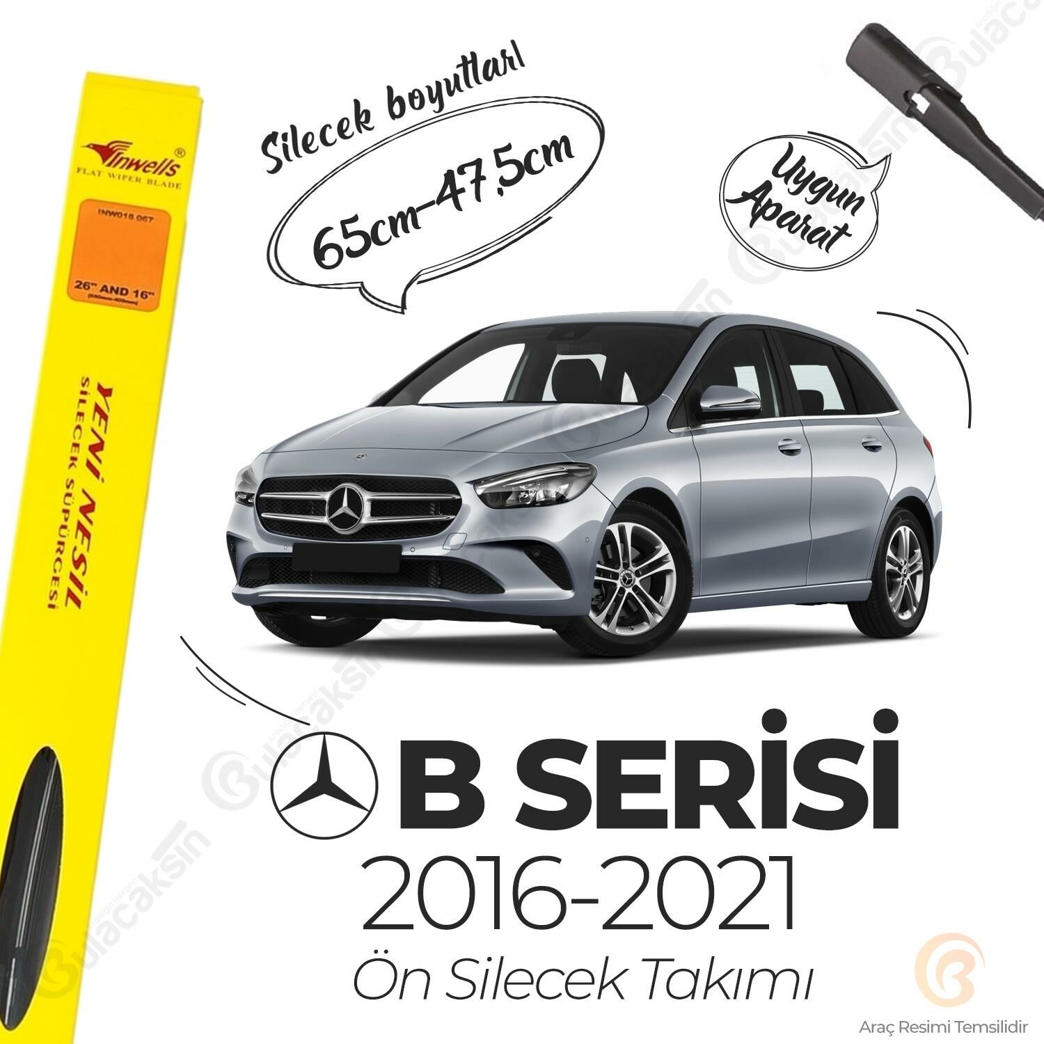 İnwells Muz Silecek Takımı Mercedes B180 W246 2016-2021 ile uyumlu