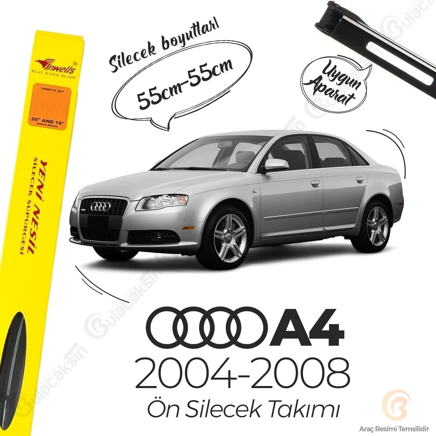 Audi A4 Muz Silecek Takımı (2004-2008) İnwells