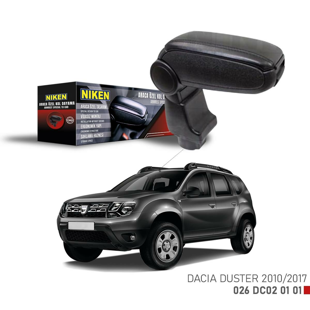 Dacia Duster Araca Özel Kol Dayama Kolçak Siyah (2010-2017) Niken