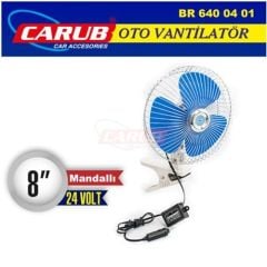 Carub Oto Vantilatör 24V 8 İnch Mandallı Çakmak Girişli