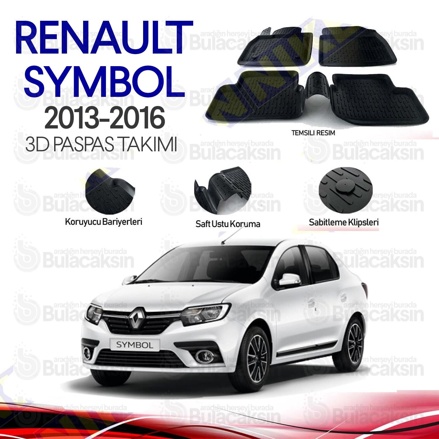 Renault Symbol 2013 - 2016 3D Havuzlu Oto Paspas Takımı