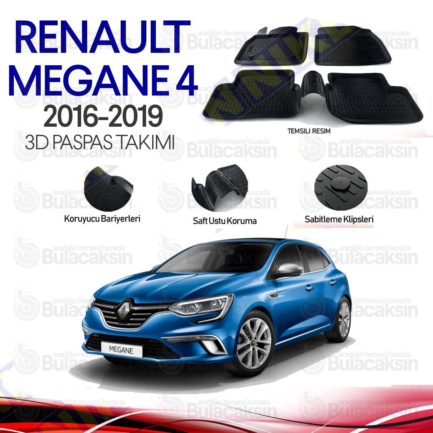 Renault Megane 4 2016 - 2019 3D Havuzlu Oto Paspas Takımı