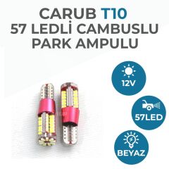 Carub 12V T10 Dipsiz Ampul 57 Led'li 2’li SET - Beyaz Işık